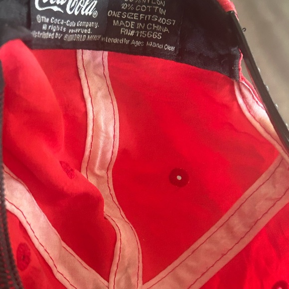Classic Coke Coca Cola Red Nylon Strapback Unstructured Hat - Picture 6 of 7